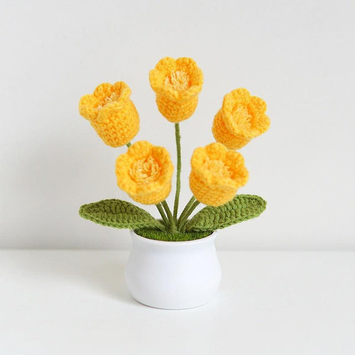 Handcrafted Korean Wool Sunflower Arrangement for Chic Home Elegance