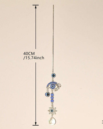 Enchanting Crystal-Embellished Iron Evil Eye Dream Catcher Necklace