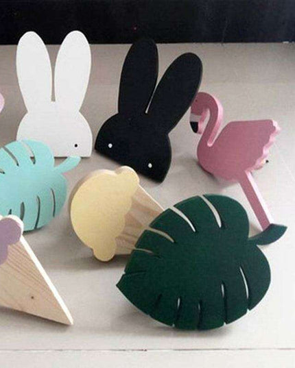 Charming Nordic Wall Hooks for Kids - Cute Rabbit, Cactus, Bow, and Ice Cream Designs