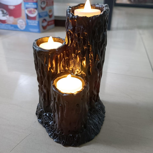 Halloween Candlestick Melting Candle Cluster Melting Black Lava Candle Holder with 3 Candle Light Resin Halloween Party Decor eprolo