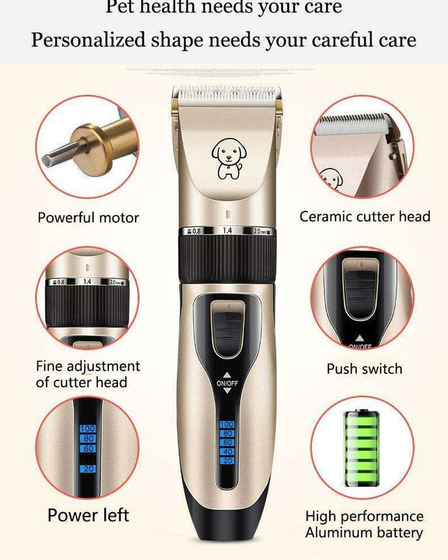 Whisper-Quiet Pet Grooming Clippers Set for Dogs and Cats