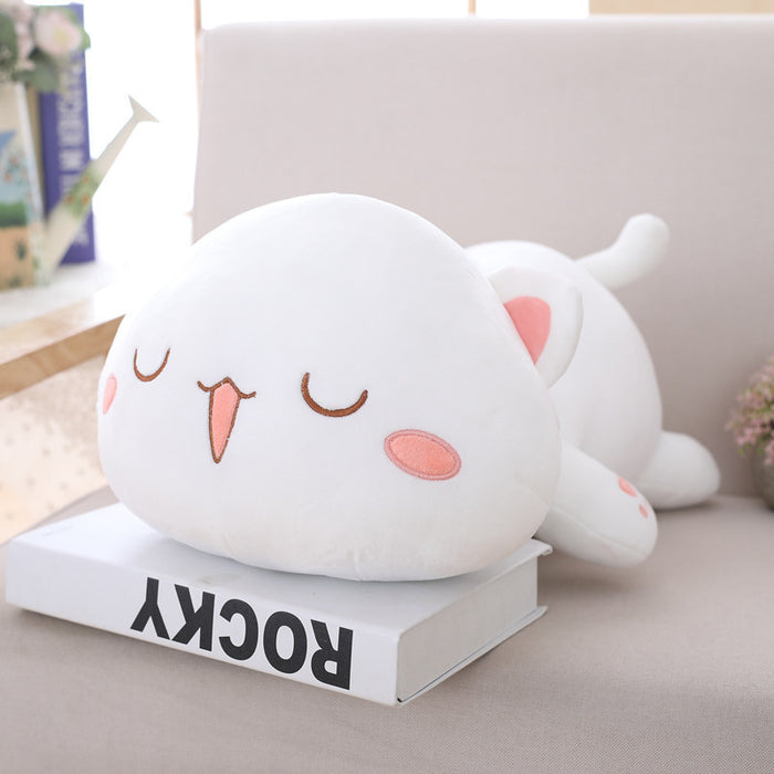 White Meow Plush Cat Pillow - Cozy Comfort for Cat Enthusiasts