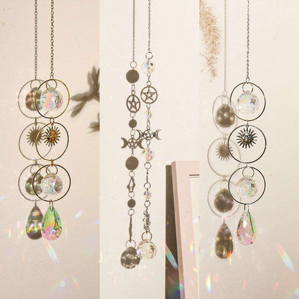 Enchanting Crystal-Embellished Iron Evil Eye Dream Catcher Necklace