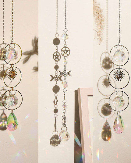 Enchanting Crystal-Embellished Iron Evil Eye Dream Catcher Necklace