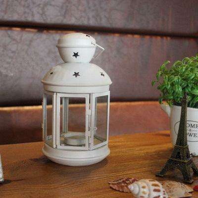 Elegant European Iron Candleholder Set with Glass Cup for Stylish Home Accents