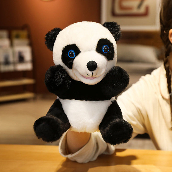 Interactive Animal Hand Puppet Set - Panda, Rabbit, Donkey, Lamb - 25cm Height