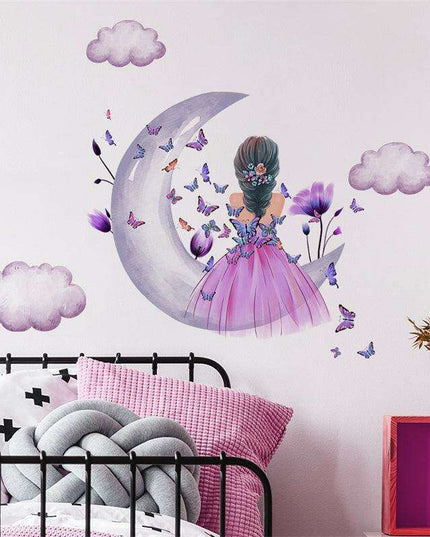 Celestial Butterfly Maiden PVC Wall Art Stickers for Dreamy Room Transformation