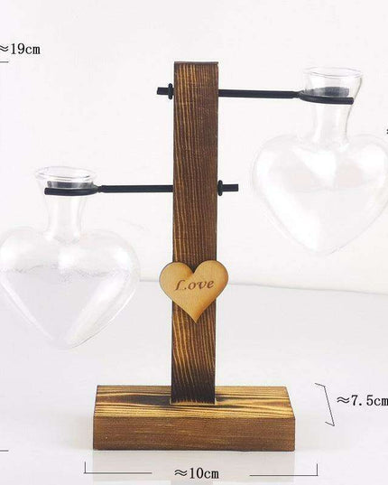 Elegantly Handcrafted Wooden Hydroponic Vase - Enhance Your Tabletop Aesthetic