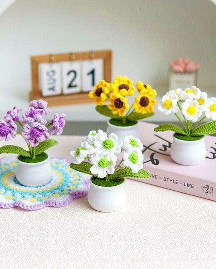 Handcrafted Korean Wool Sunflower Arrangement for Chic Home Elegance