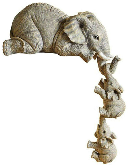 Charming Elephant Family Garden Sculpture Set - Delightful Resin Figurines for Magical Outdoor Decor