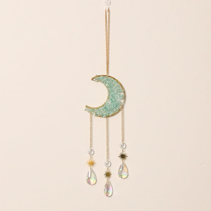Enchanting Crystal Gravel Sun and Moon Dream Catcher Pendant