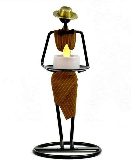 Artistic Vintage Iron Tealight Holders Featuring Elegant Women Figures