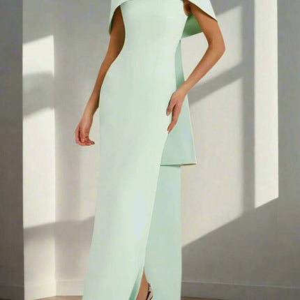 DEAT Customizable Slim Fit Evening Gown with Elegant Shawl - Summer 2024 Collection for Women, Model 35Z762 - Très Elite