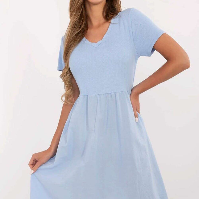 Day Dress 213787 Blue Flared Cotton Elastane Summer
