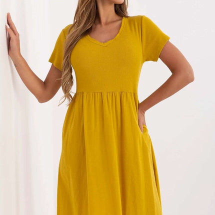 Day Dress 213793 Yellow Breathable Cotton Elastane Dress