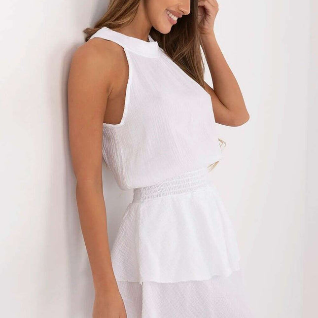 Day Dress 214028 Cotton Muslin Flared Silhouette Above Knee