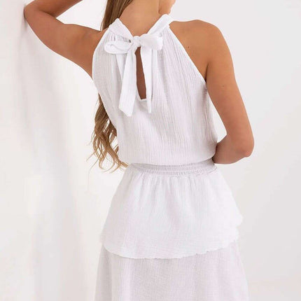 Day Dress 214028 Cotton Muslin Flared Silhouette Above Knee - Très Elite