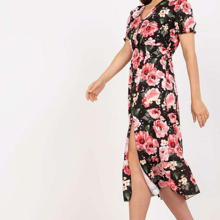 Daydream Floral Summer Dress with Front Buttons and Frill - Très Elite