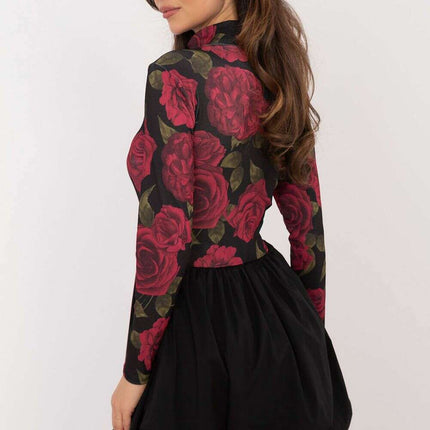 Daydress 202430 Floral Print Ribbed Flared Bombshell Dress - Très Elite