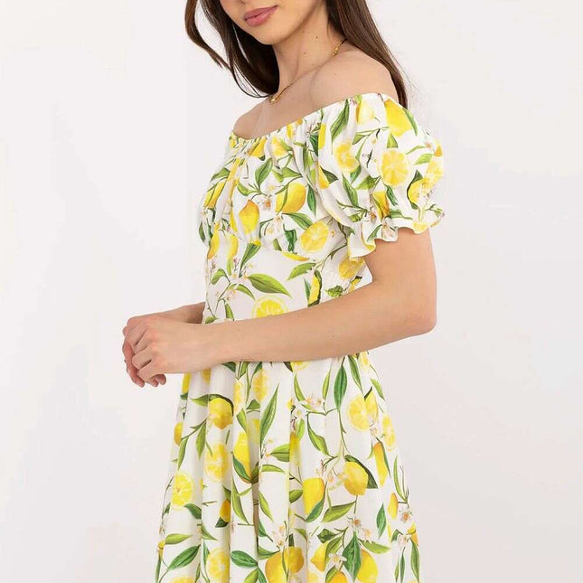 Daydress 212292 With Lemon Print Off Shoulder Mini Dress