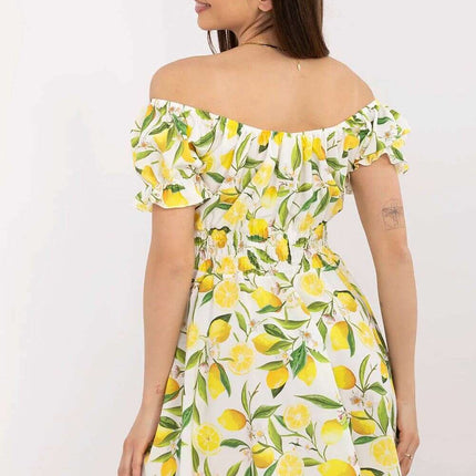 Daydress 212292 With Lemon Print Off Shoulder Mini Dress - Très Elite