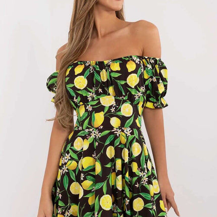 Daydress 212292 With Lemon Print Off Shoulder Mini Dress - Très Elite