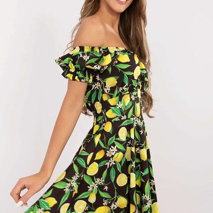 Daydress 212292 With Lemon Print Off Shoulder Mini Dress - Très Elite