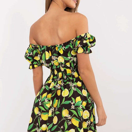 Daydress 212292 With Lemon Print Off Shoulder Mini Dress - Très Elite