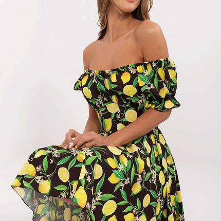 Daydress 212292 With Lemon Print Off Shoulder Mini Dress - Très Elite