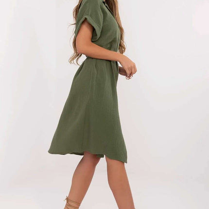 Daydress 213239 Muted Green Cotton Muslin Dress Everyday - Très Elite