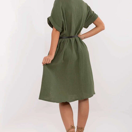 Daydress 213239 Muted Green Cotton Muslin Dress Everyday - Très Elite