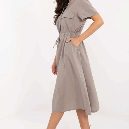 Daydress 213595 Beige Cotton Flared Breathable Summer Dress - Très Elite