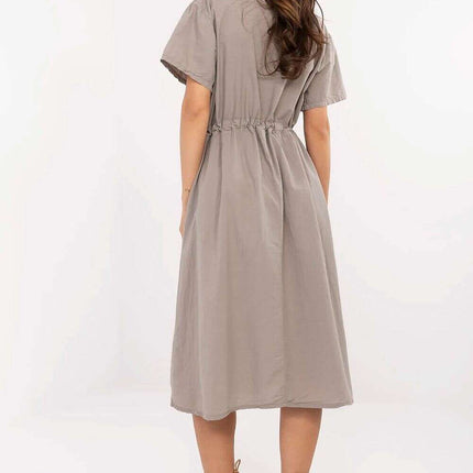Daydress 213595 Beige Cotton Flared Breathable Summer Dress - Très Elite