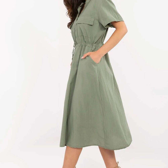 Daydress 213596 Flared Cotton Summer Dress Green Chic