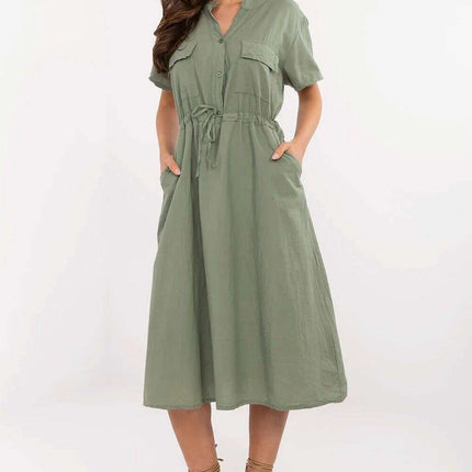 Daydress 213596 Flared Cotton Summer Dress Green Chic - Très Elite