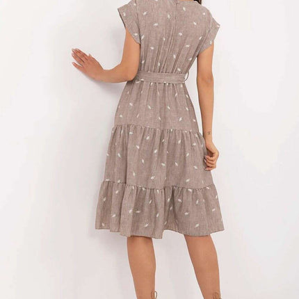 Daydress 213602 Flared Beige Summer Dress Viscose Blend - Très Elite