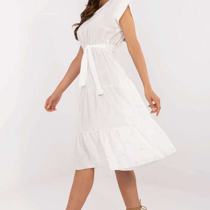 Daydress 213603 Beige Lightweight Flared Midi Dress - Très Elite