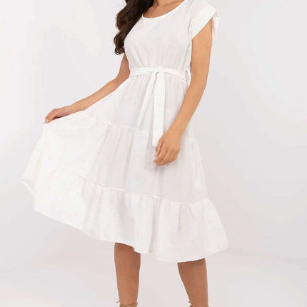 Daydress 213603 Beige Lightweight Flared Midi Dress - Très Elite
