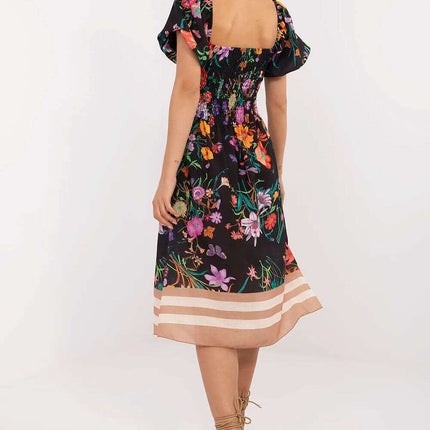 Daydress 213610 Midi Linen Polyester Blend Puff Sleeve Dress - Très Elite