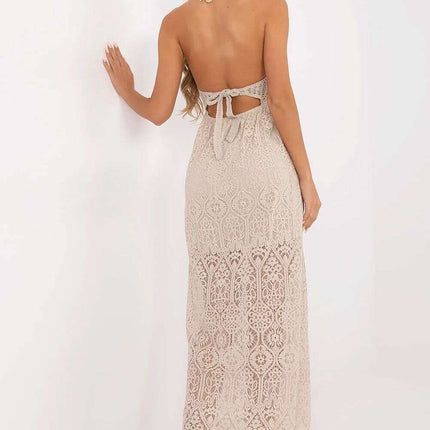 Daydress 213783 Boho Summer Beige Lace Dress Silky Draped - Très Elite