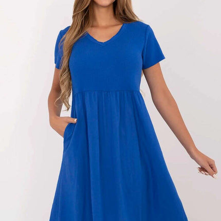 Daydress 213792 Blue Summer Cotton Elastane Midi Dress - Très Elite