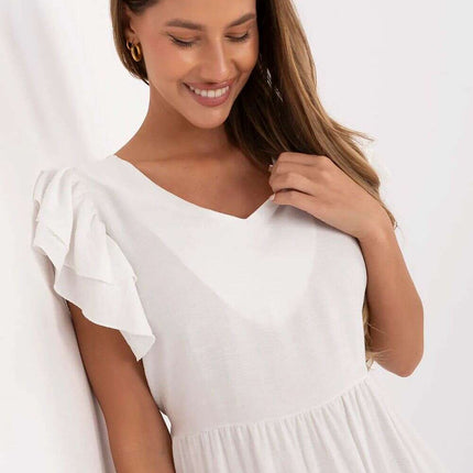 Daydress 213808 Midi Flared Summer Dress Beige for Women - Très Elite
