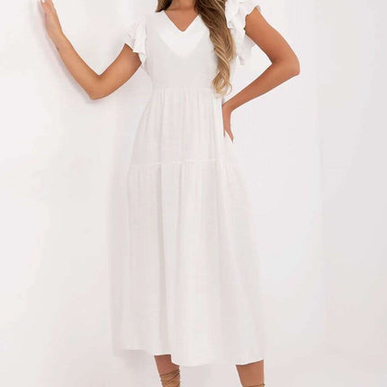Daydress 213808 Midi Flared Summer Dress Beige for Women - Très Elite