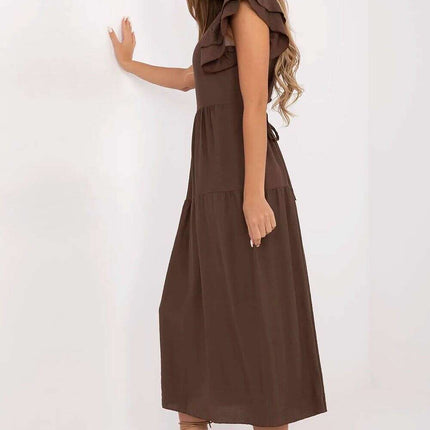 Daydress 213810 Flared Midi Dress With Waist Tie Breathable - Très Elite
