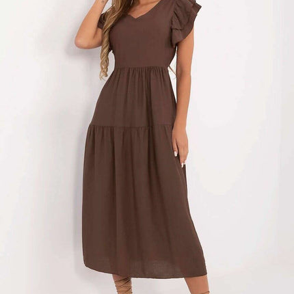 Daydress 213810 Flared Midi Dress With Waist Tie Breathable - Très Elite