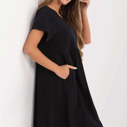 Daydress 213822 Black Lightweight Flared Cotton Dress - Très Elite