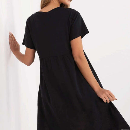Daydress 213822 Black Lightweight Flared Cotton Dress - Très Elite