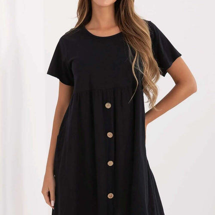 Daydress 213822 Black Lightweight Flared Cotton Dress - Très Elite
