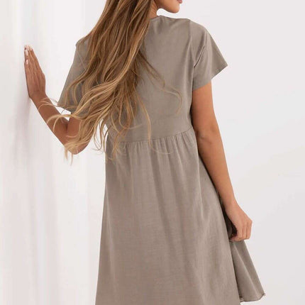 Daydress 213826 Flared Cotton Summer Dress Beige Light - Très Elite