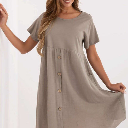 Daydress 213826 Flared Cotton Summer Dress Beige Light - Très Elite